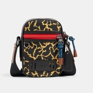 COACH Terrain Crossbody With Wavy Animal Print 89901 Canvas Leather Black Red